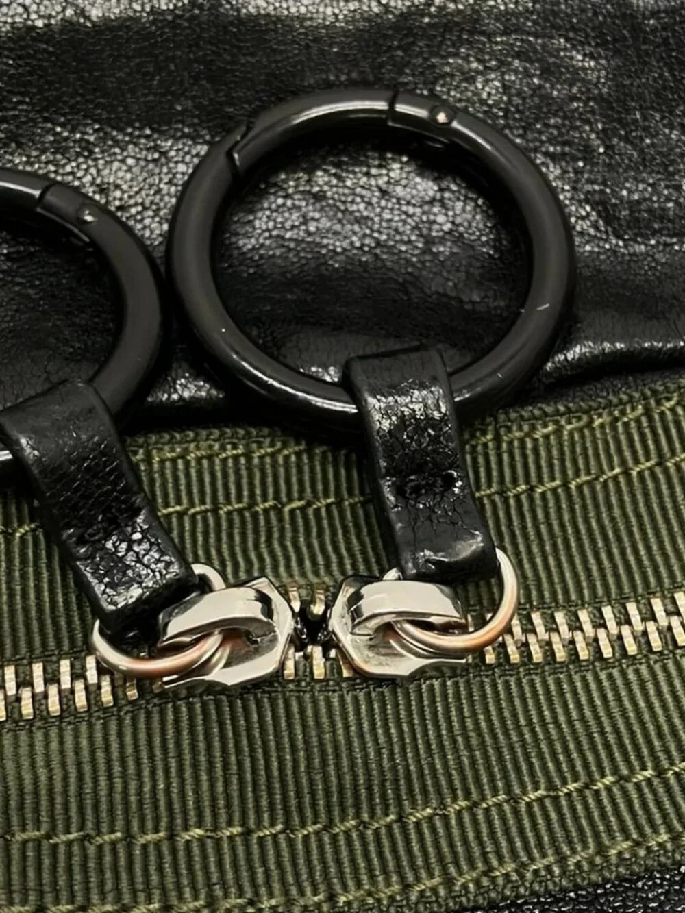 DIESEL Black Khaki Leather Bum Bag